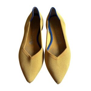 $159 ROTHY'S The Pointed Flat Marigold Yellow Knit Womens Shoes Sz W8.5 Washable
